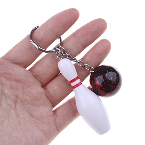 Preisvergleich Produktbild LUKUPONE Schlüsselanhänger Golfschläger aus Metall, kreativer Fashion Schlüsselanhänger Taschen-Anhänger Ball-Fan Supplies Geschenke Sport Souvenirs, rot, Bowling Ball Style