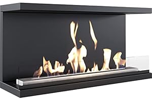 Kratki Chimenea de etanol X-Ray chimenea colgante de pared de fuego real con placa de vidrio dimensiones en cm: W100 x H 50 x D30 longitud de la línea de fuego 75 cm combustible: etanol para una magia