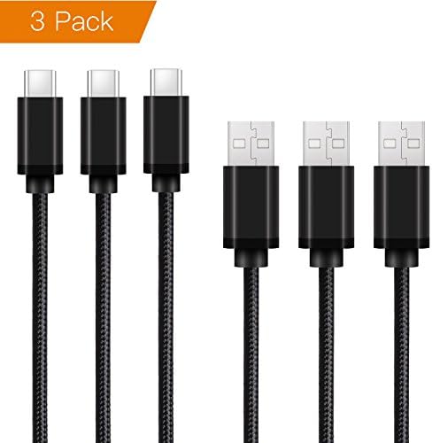 [3-Pack, 1m]Samsung Galaxy S9 USB C Cable, CeeOne Nylon Braided USB Type C Fast Charger Cable for Samsung Galaxy S9 / S8 / S8 Plus / Note 8 / A5 2017 / A3 2017, LG G5 / G6, Sony Xperia XZ, Google Pixel / Pixel 2, Nexus 6P / 5X, OnePlus 2 / 3 / 5, HTC 10 / U11, Huawei P10, Mate 10, Nokia 8 / 9, Nintendo Switch, Lumia 950 and More (3.3ft / 1m, 3 Pack Black)