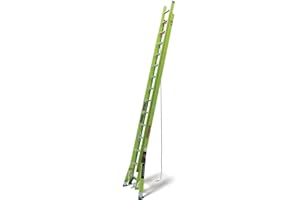 LITTLE GIANT LADDER SYSTEMS Little Giant Ladders 1303-856 3.2m HyperLite SumoStance Rope Operated Extension Ladder, Hi Vix Green Fibreglass, Side Mounted Independent Stabilisers