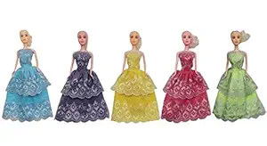 DALUCI 5 Pcs Handmade Party Clothes Doll Dress for Girl (Multi Color, Only Doll Dress Pack of 5)