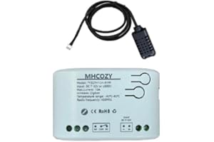MHCOZY Zigbee Smart Temperature Humidity Controller with Sensor, 1 Channel 12V 10A Dry Contact Heating Cooling Temperature Relay Switch Tuya Zigbee Hub Required