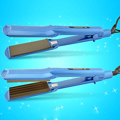 Professional Hair Straighteners Wide Plates with Digital LCD Display Dual Voltage Salon Fast Hair Styler Blue