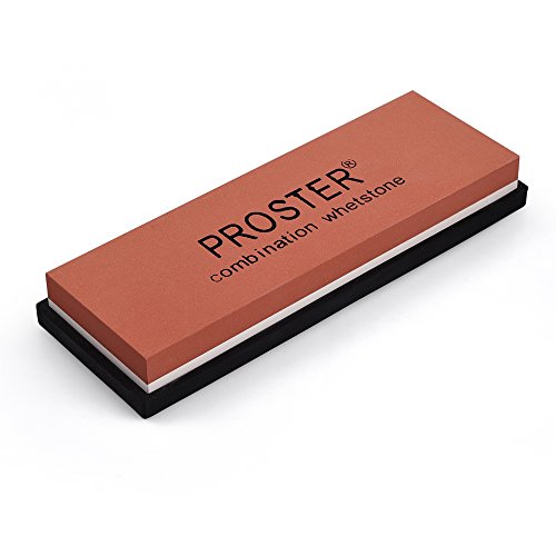 Preisvergleich Produktbild Proster Schleifstein Grit doppelseitiger Messerschärfer Wetzstein Wasserstein Körnung 1000 / 8000 mit rutschfestem Halter aus Silikon