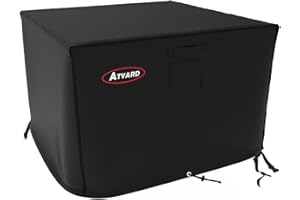 ATYARD Gas Fire Pit Cover Square 36L x 36W x 24H inch - Waterproof Windproof Anti-UV Heavy Duty Patio Firepit Furniture Covers Black