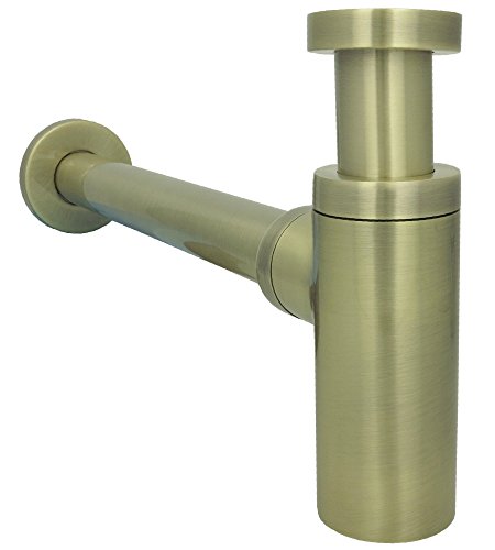 Flaschensifon Flaschensiphon Siphon Geruchsverschluss Flaschengeruchsverschluss Siphon Sifon Geruchsverschluss Ablaufgarnitur Ablaufverbindung Röhrensiphon zylindrische Form Röhrengeruchsverschluss für Waschtisch Waschbecken Retro Bronze 2100