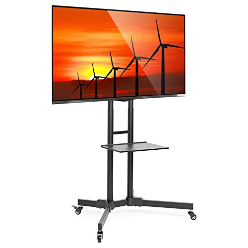 Mount FactoryRolling TV Stand Mobile TV Cart for 32-65 inch Plasma Screen, LED, LCD, OLED, Curved TV's - Mount Universal with Wheels