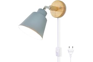 LZGS GO SWING BANDS Applique Murale Macaron Avec Prise et Interrupteur E27 - Lampe de Chevet en Bois Réglable pour Salon et Chambre - 110/220v (Gray Plug)