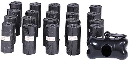 Biodegradable Dog-Waste Bag with Dispenser and Lead Clip Pet Poop Bag Dispenser Holder with Poo Bags Black Pet Waste (300pcs) by QQDOG