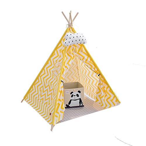 Play House Tiny Land Teepee Carpa para niños, Carpa de Juego de niños para Interiores en Exteriores, Carpa de Lona Amarilla - 160 cm de Altura