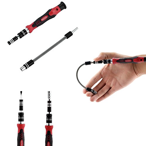 SYCEES 58 in 1 Schraubendreher Set mit 54 Bits Präzisions Magnetische Schraubenzieher, Reparatur Werkzeug für elektronische Kleingeräte wie Handy, Tablet, PC, Laptop, Uhr, Kamera, Brillen (Rot Schraubendreher Set) - 5