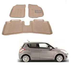 Kozdiko Car 3D Mats Foot mat Beige Color for Maruti Suzuki Swift Type-2 (2011-2017)