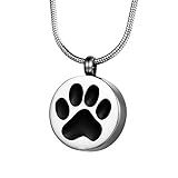COCO Park Round Engraving Dog Cat Paw Pet Cremation Pendant Necklace Memorial Ashes Urn Jewelry Keepsake