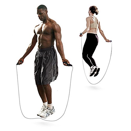 BAYTTER® Springseil Jump Rope für Fitness Bodybuildung Sport Freizeit, Zusatzgewichte (wählbar), Seil einstellbar / nicht verstellbar 2,8 Meter, Holzgriffe / PP Griffe (wählbar) mit Kugellager - 6