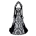 Produktbild MYMYG Damen Langarm mit Kapuze Mittelalter Kleid bodenlangen Cosplay Dress Age Mittelalter Kleidung Große Größen Renaissance Kostüm Lang Halloween Kostüm (A1-Weiß, EU:48/CN-5XL)