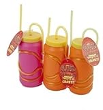 HD Sports Drink/Water Beaker With Lid & Crazy Straw Different Colours Set Of 3