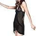 Miki&Co Ladies Black Deep V Neck Sheer Sexy Lingerie Dress w G-String XS
