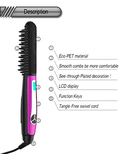 New Straight Hair Comb  Mini Portable Straight Hair Straightener  Multi-function Negative Ion LCD Electric Splint  Constant Temperature Control 100-240V 