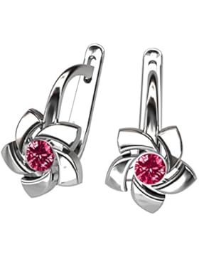 butterfly Mädchen Silber-Ohrringe Silber rosa Swarovski Elements original Blume Satin-Beutel, gute Geschenke für...