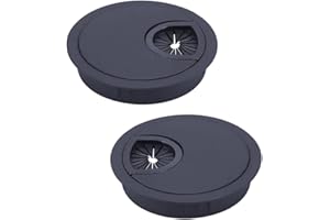 HO2NLE 2pcs Desk Cable Wire Grommet 60mm(2.4 inch) Metal Cable Hole Cover Desk Table Grommet Black Computer Grommet Cable Port Hole Covers Tidy for Home Office Table Wire Organizer