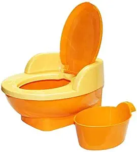 Vadmans Baby Toilet Trainer Potty Seat with Upper Closing Lid and Removable Bowl (Orange)