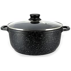 Cflagrant® Faitout Façon Pierre avec Couvercle Tous Feux Dont Induction sans PFOA Cuisson sans Matière Grasse Revêtement en Greblon C3+ de Technologie Allemande (20)