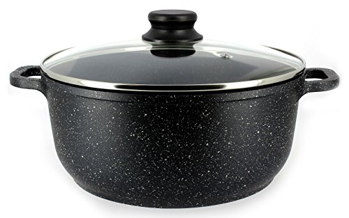 Cflagrant® Faitout Façon Pierre avec Couvercle Tous Feux Dont Induction sans PFOA Cuisson sans Matière Grasse Revêtement en Greblon C3+ de Technologie Allemande (20)