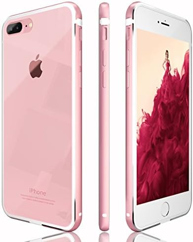 iPhone 7 Plus Case, CuckooCase® Ultra Clear Slim Hard Back + Glitter Verge Metal Bumper, HyBrid Cover Understated Bling Design Transparent Shockproof Thin Armor for Apple iPhone 7 Plus, Rose Gold