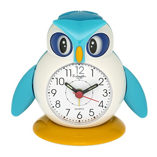 Eichmüller Kinderwecker Eule Analog Wecker mit Alarm Snooze Licht (Blau) 9848-01