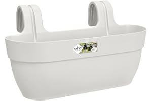 Elho Vibia Campana Easy Hanger L 46 - Planteur pour Balcon & Extérieur - Ø 46.0 x H 26.5 cm - Blanc/Blanc Soie