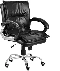 Da URBAN Miller Medium Back Office Revolving Leatherette Chair (Dark Black) (1PC)