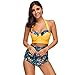 Produktbild TIFIY Damen Bikini Frauen drucken Badebekleidungsriemen Bikini Push Up gepolsterte Rüschen Zweiteiliger Badeanzug Stylisch Strand Sexy Sommer TankiniGelbS