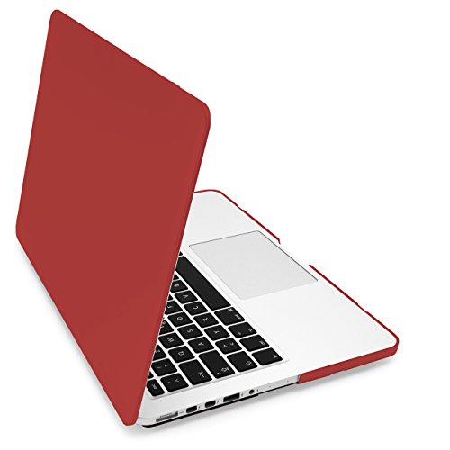 MyGadget Macbook Pro Retina 13 Zoll *gummierte Schutz Hülle* (Ende 2012 – Mitte 2016 Modelle) Plastik Schutzhülle Gummi Hartschalen Cover Bordeaux Rot - 2
