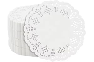 AOEVUIR 100 pcs Carta di pizzo carta rotonda di pizzo per matrimoni compleanni torte dessert tovagliette per dolci