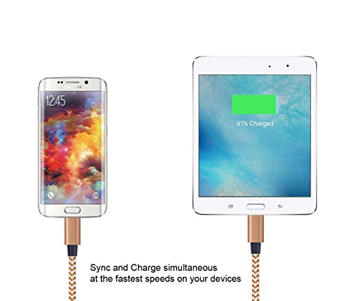 Flashstye 3Pack 1M 2M 3M Micro USB Cable Ultra Strong and Durable Nylon Braided Android Phone Charger Wire Quick Syncing and Charging USB Cord for Android Device, Samsung Galaxy, TCL, Sony, Nexus, Motorola, Sprint and More.(brown silver) - 4