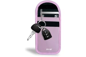 Olixar Car Key Signal Blocker Pouch, RFID Faraday Bag That Protects your Car from Theft - Credit Card Slots, Fits in Hand Bag, PU Leather - Pink/Rose Gold