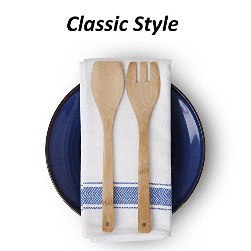 SMARTZ 12er-Set Geschirrtücher supersaugfähig – fusselfrei aus 100per cent Baumwolle 50 X 70 cm weiß mit blauen Streifen und Aufhänger – Vintage Küchenhandtücher Gastronomiequalität - 9