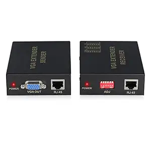 Microware 1080P VGA Signal 100M Extender Repeater Adapter Over Single RJ45 Cat 5e Cat6 Network Cable (1 Transmitter + 1 Receiver)