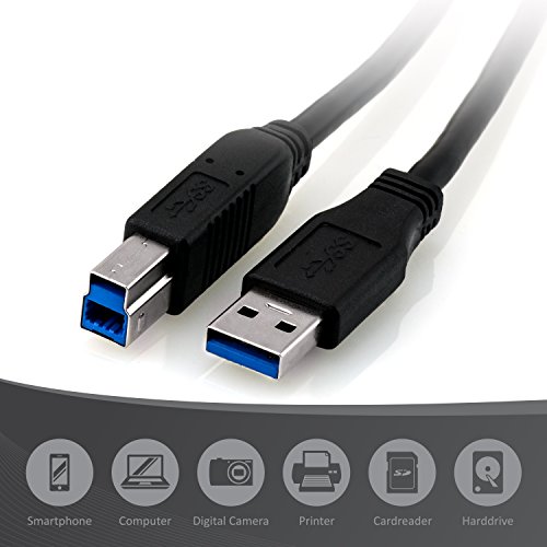 CSL – 3m USB 3.0 Super Speed Verbindungskabel / Datenkabel | USB Kabel A-Stecker zu B-Stecker | bis zu 5 Gbit/s | mehrfach geschirmt | PC & MAC | 3,0 Meter - 4