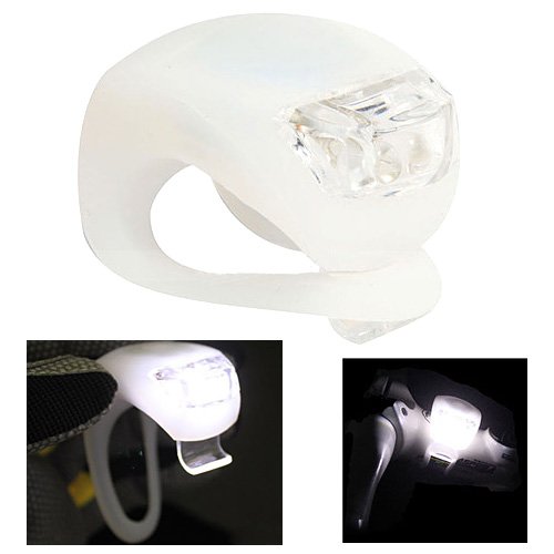 Neu 2 LED Silikon Clip-On FahrradBeleuchtung Bicycle Bike Leuchten 1 Weiße und 1 Rote Leuchte - 4