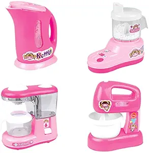 Powertrc Kitchen Appliance Playset for Kids, Kettle, Juicer, Coffee Maker, Mixer, Accessories, PS583