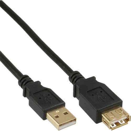 InLine 34605S Typ A Stecker Kontakte gold USB 2.0 Verlängerungskabel (5m) schwarz