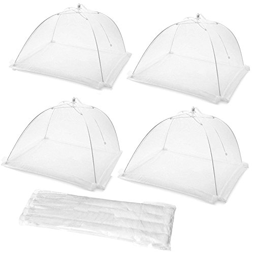 Cymax Pop-Up Große Faltbar Netzschutz Speiseschirm Lebensmittel Abdeckung Zelt für Draußen,Picknicks & Zuhause, 43 cm (4 Stück-weiß)
