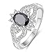 Produktbild Thumby Eingelegter Schwarzer Kristallzirkon Geometrische Fliegende Form Musterring Platin 925 Einfacher Schmuck, Weiblich, Klauen-Set, Teilnahme an Cocktailparty-Ring, Zirkon, Schwarz Pla