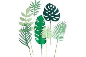DBOO 7 Tropical Leaves Cake Topper - Palm Leaf & Greenery Designs for Wedding Cakes