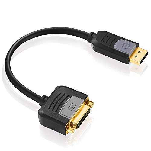 deleyCON DisplayPort zu DVI Adapter - FullHD / 1080p / 3D / HDCP / EDID - DP Stecker auf DVI Buchse - vergoldet - für Apple Mac / PC / Notebook / Monitor / Beamer / Grafikkarte