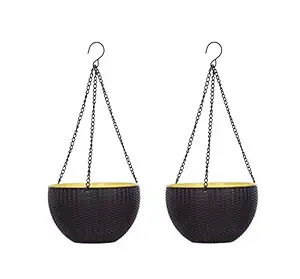 AASHU Hanging Planters,Self Watering Planters Pot Hanging, Hanging planters Indoor, Hanging Planter Basket with Chain (10 inch,Color- Dark Brown) Pack of 2