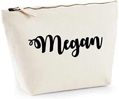 Megan Personalised name cotton canvas make up accessory bag wash Bag Size 14x20cm. The perfect personalised gift for all occasion, christmas, mothers day and birthdays