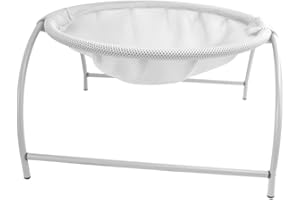 BUYTER Lit pour animaux Hamac pour chat sur pied, surélevé et surélevable Lit pour chien Structure stable Détachable Excellente respirabilité Assemblage facile (Blanc, Été)