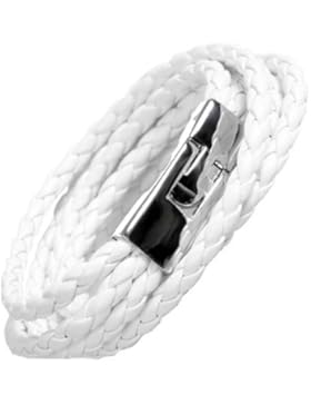 Sagenhaftes Leder Wickel 20cm Armband für Herren und Frauen (Weiß)